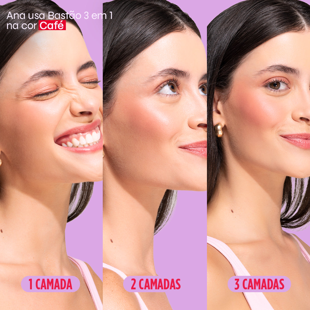 Bastão 3 em 1 - Blush, Batom e Sombra FPS 95
